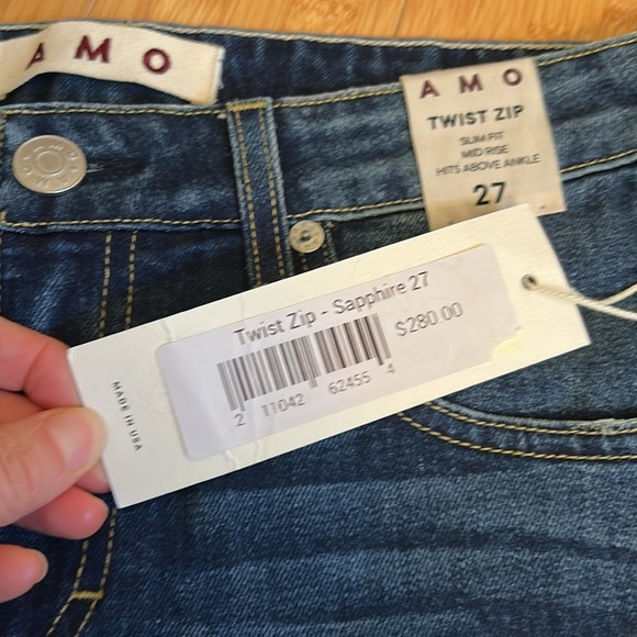 AMO Twist Zip Slim Fit Mid Rise Denim Jeans size Women’s 27, NWT! - Picture 6 of 12